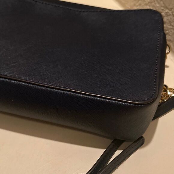 Michael Kors Jet Set Crossbody Bag Blue Saffiano Leather Classic Chain Accent - Picture 8 of 12